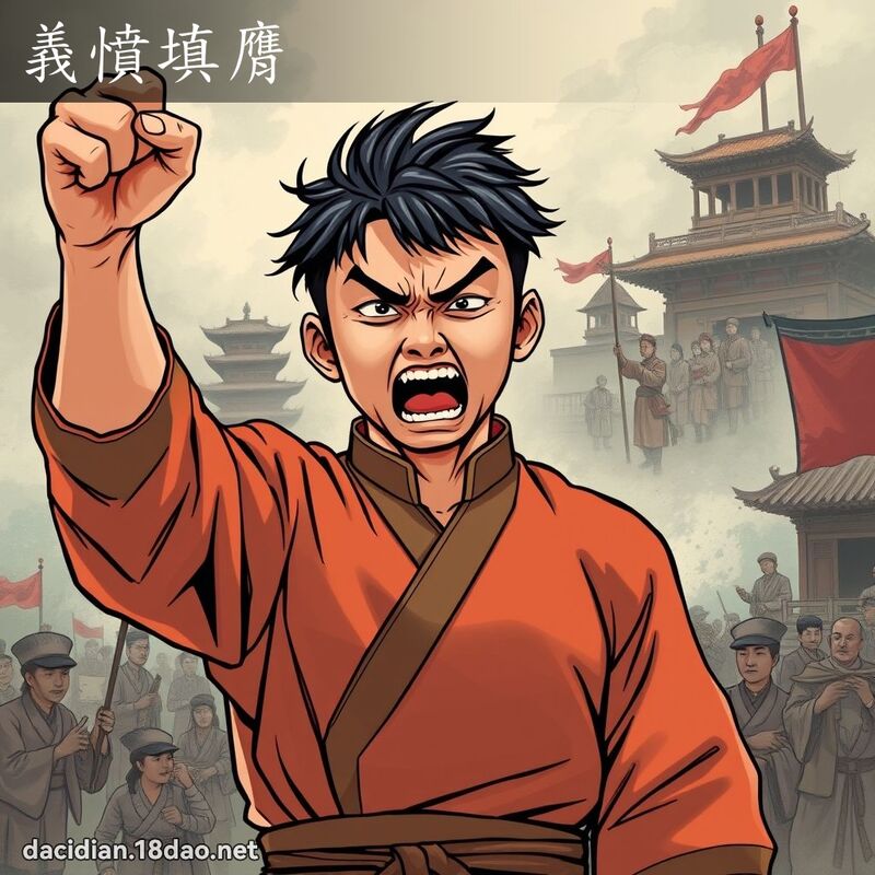 義憤填膺 - 國語大辭典配圖