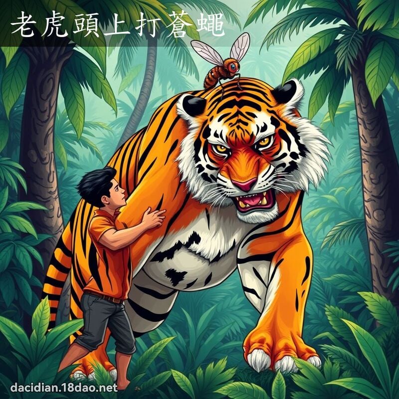 老虎頭上打蒼蠅 - 國語大辭典配圖