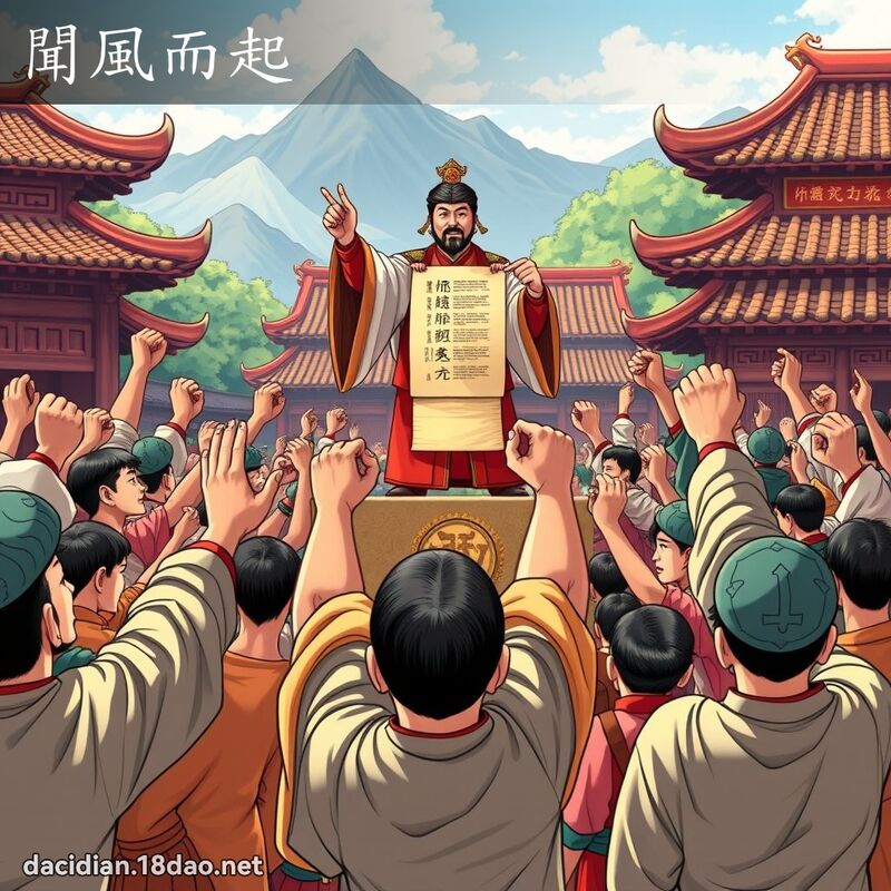 闻风而起 - 国语大辞典配图