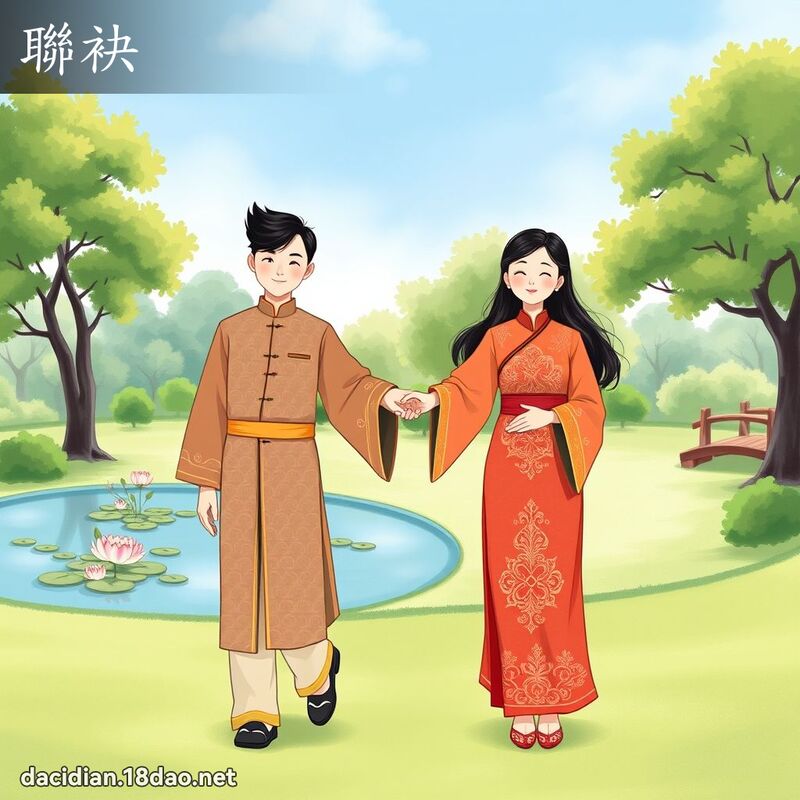 联袂 - 国语大辞典配图
