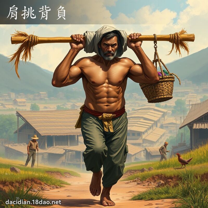 肩挑背负 - 国语大辞典配图