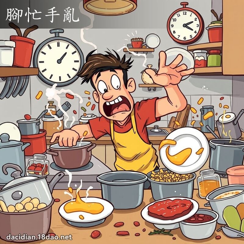 腳忙手亂 - 國語大辭典配圖