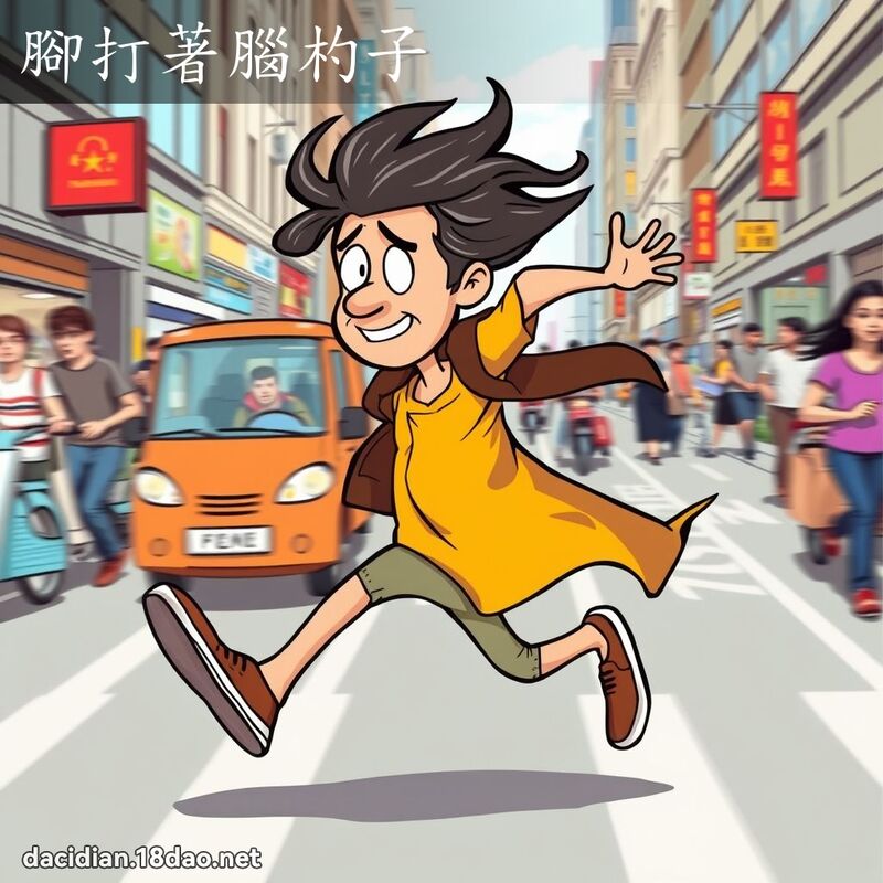 腳打著腦杓子 - 國語大辭典配圖
