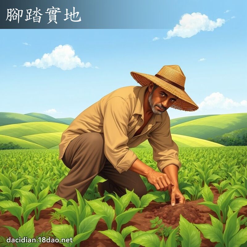 腳踏實地 - 國語大辭典配圖