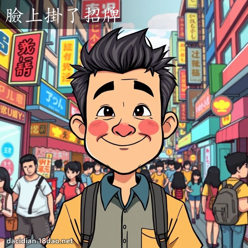 臉上掛了招牌 - 國語大辭典配圖