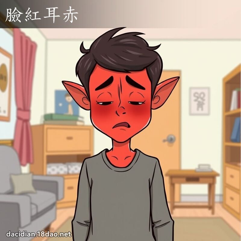 臉紅耳赤 - 國語大辭典配圖