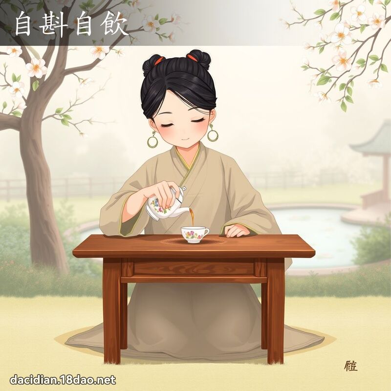 自斟自飲 - 國語大辭典配圖