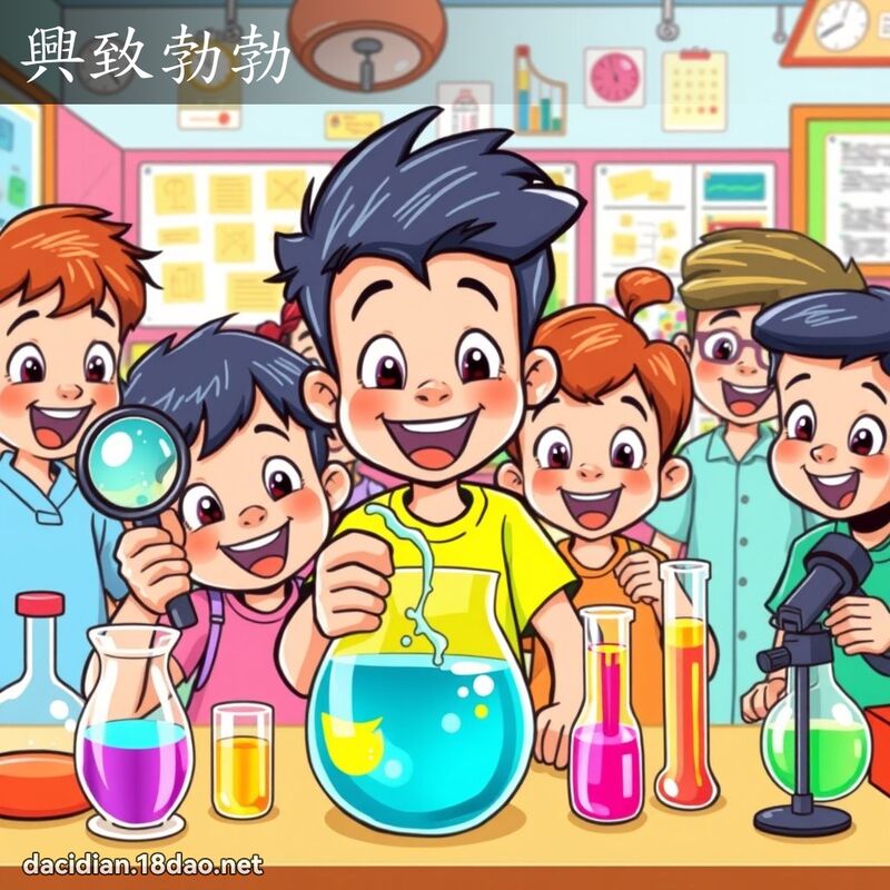 興致勃勃 - 國語大辭典配圖
