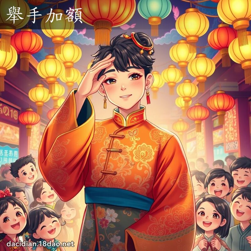 舉手加額 - 國語大辭典配圖