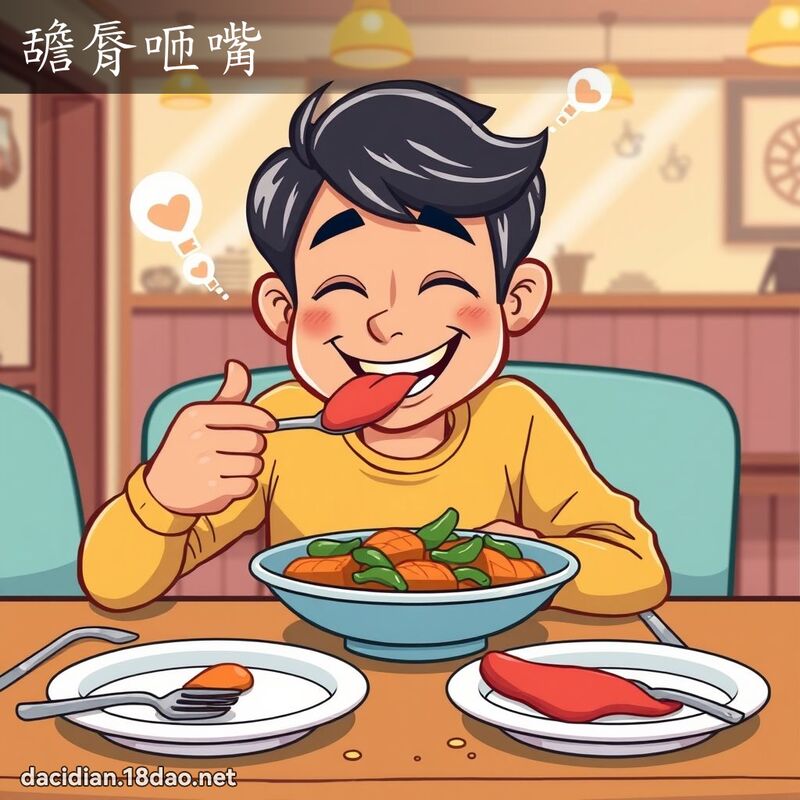 舚脣咂嘴 - 国语大辞典配图