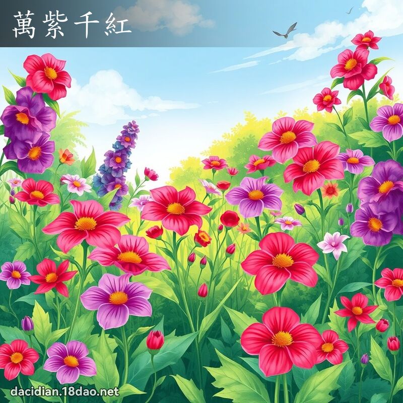 萬紫千紅 - 國語大辭典配圖