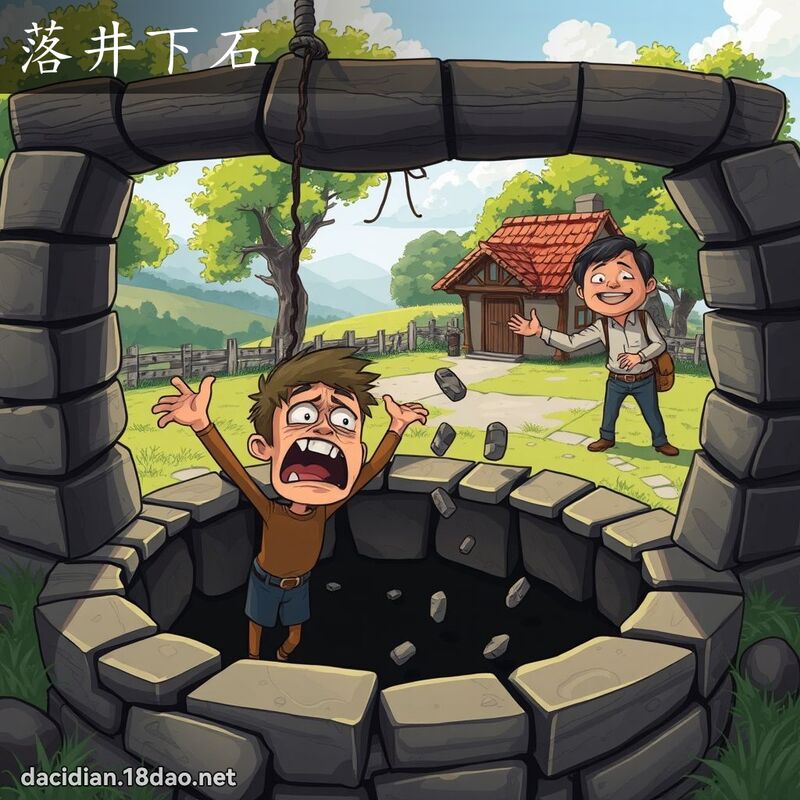 落井下石 - 国语大辞典配图
