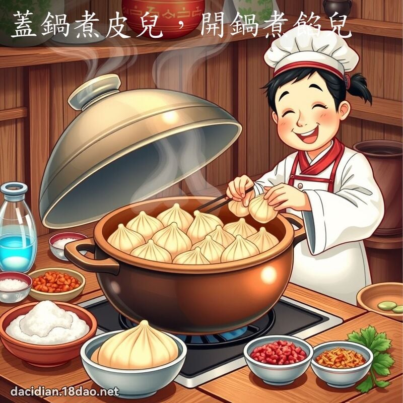 盖锅煮皮儿，开锅煮馅儿 - 国语大辞典配图