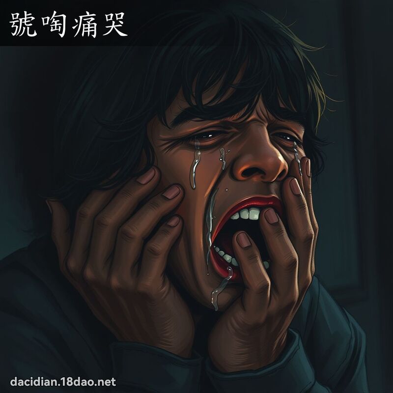 号啕痛哭 - 国语大辞典配图