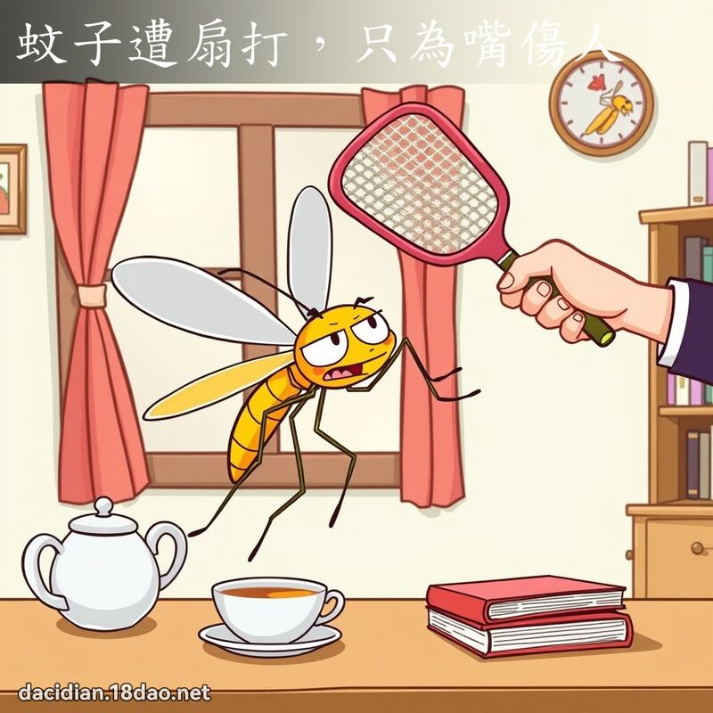 蚊子遭扇打，只為嘴傷人 - 國語大辭典配圖