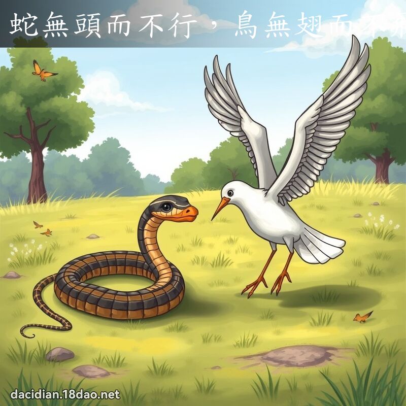 蛇無頭而不行，鳥無翅而不飛 - 國語大辭典配圖