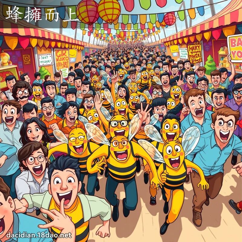 蜂擁而上 - 國語大辭典配圖