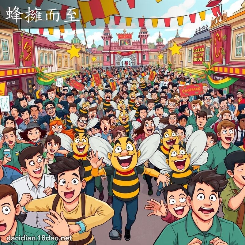 蜂拥而至 - 国语大辞典配图