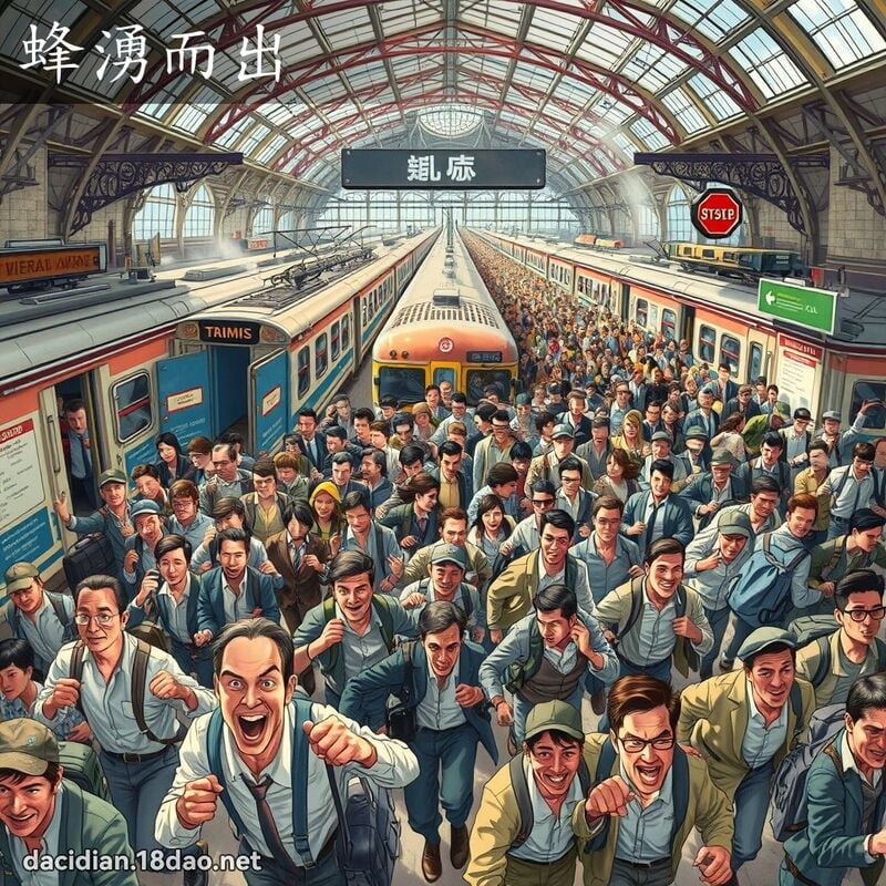 蜂涌而出 - 国语大辞典配图