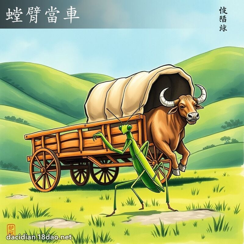 螳臂当车 - 国语大辞典配图