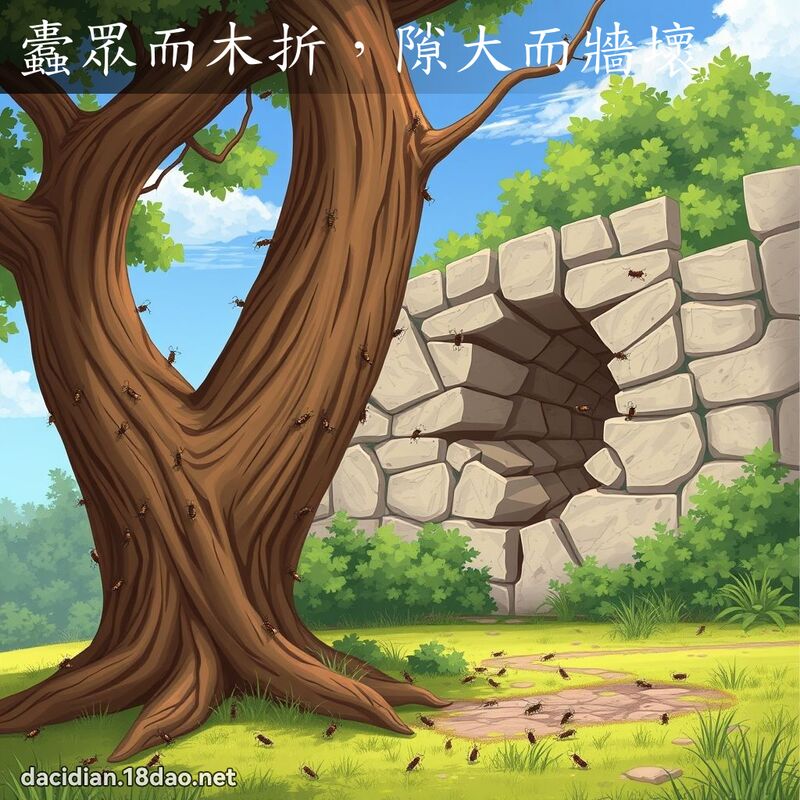 蠹眾而木折，隙大而墙坏 - 国语大辞典配图