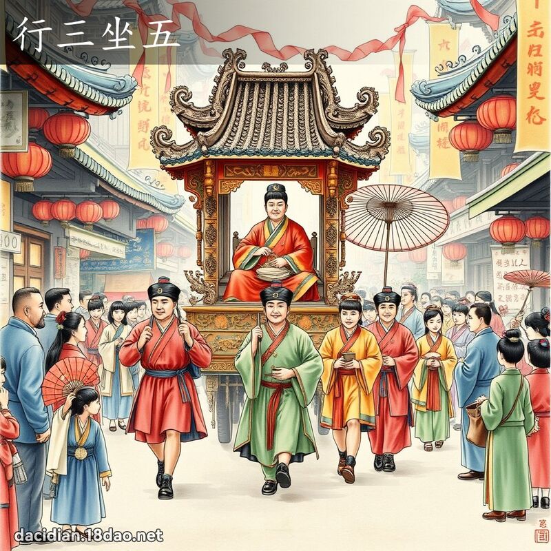 行三坐五 - 国语大辞典配图