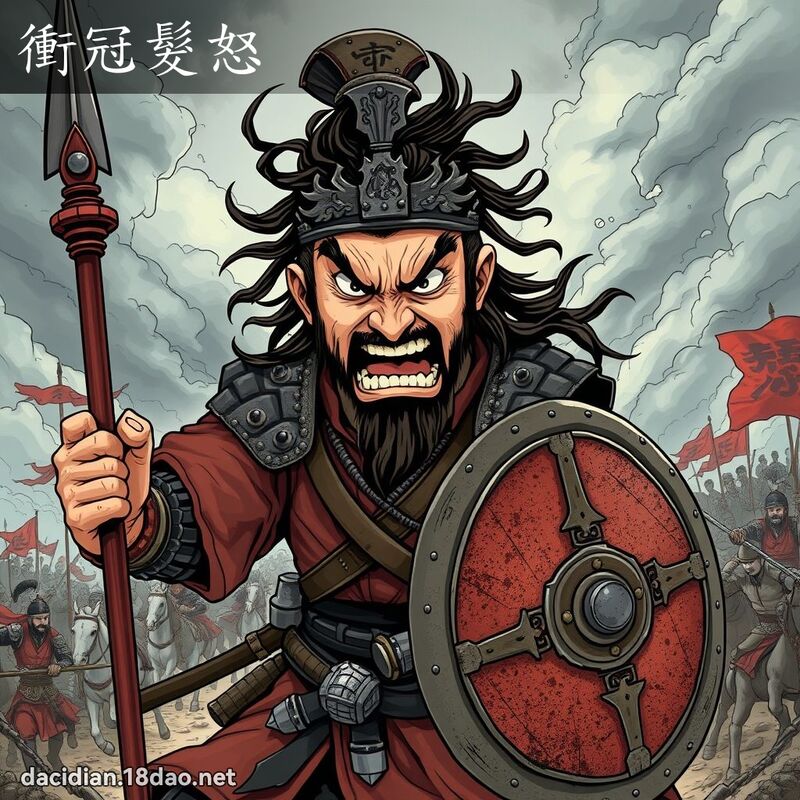 冲冠发怒 - 国语大辞典配图
