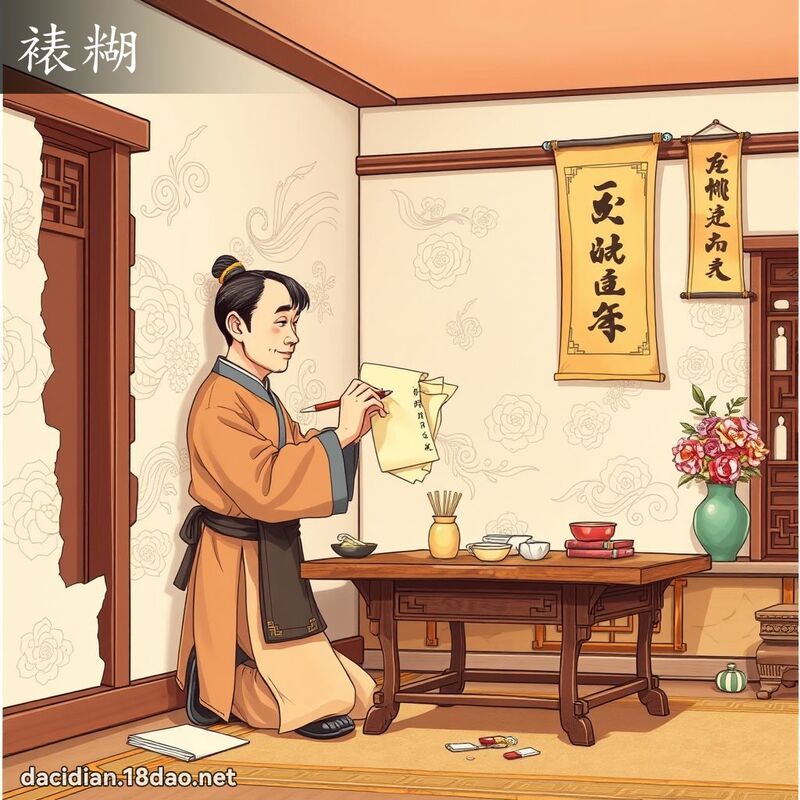 裱糊 - 国语大辞典配图