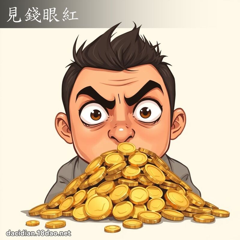 見錢眼紅 - 國語大辭典配圖