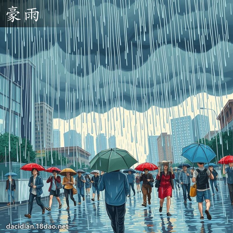 豪雨 - 国语大辞典配图