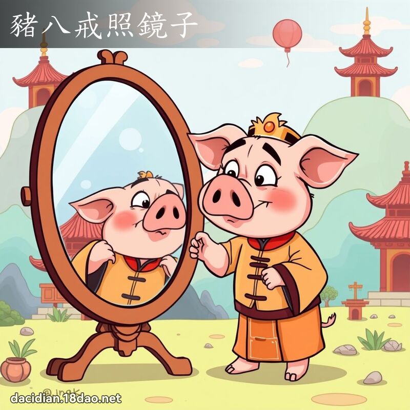 豬八戒照鏡子 - 國語大辭典配圖