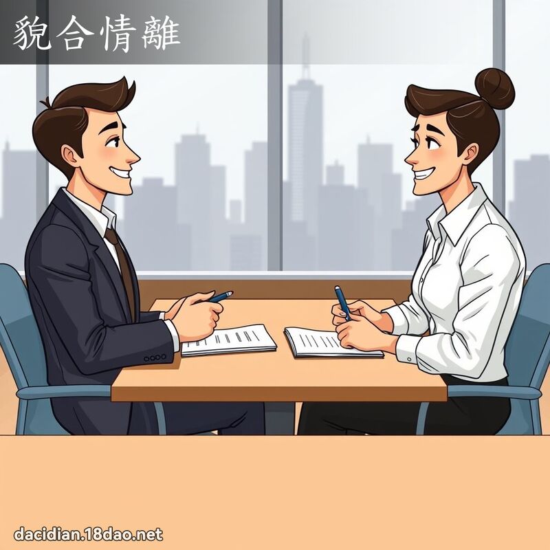 貌合情离 - 国语大辞典配图