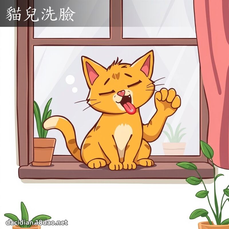 貓兒洗臉 - 國語大辭典配圖