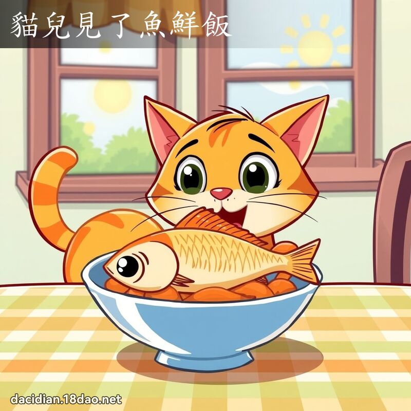 貓兒見了魚鮮飯 - 國語大辭典配圖