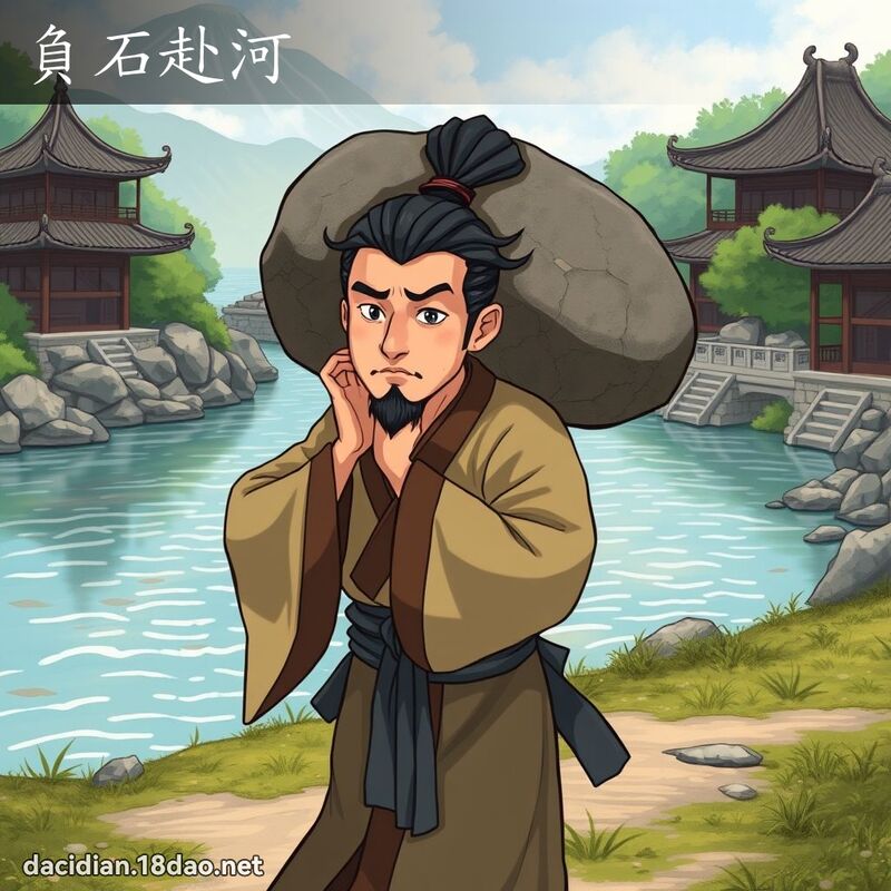 负石赴河 - 国语大辞典配图