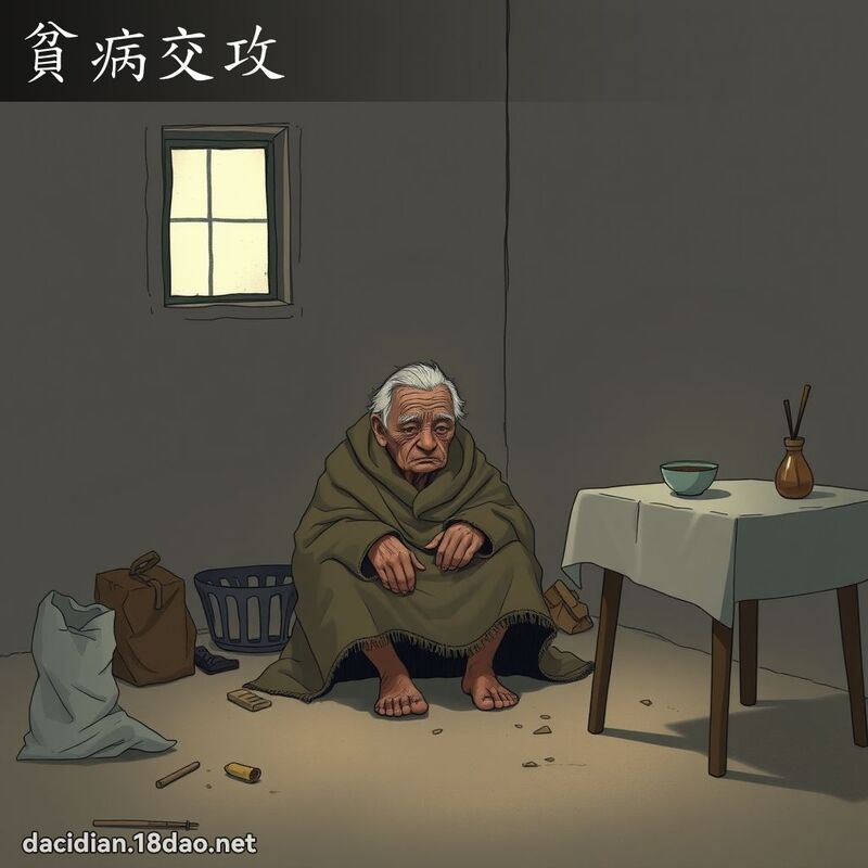 贫病交攻 - 国语大辞典配图