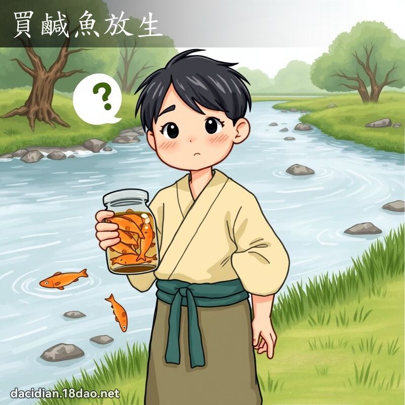买咸鱼放生 - 国语大辞典配图