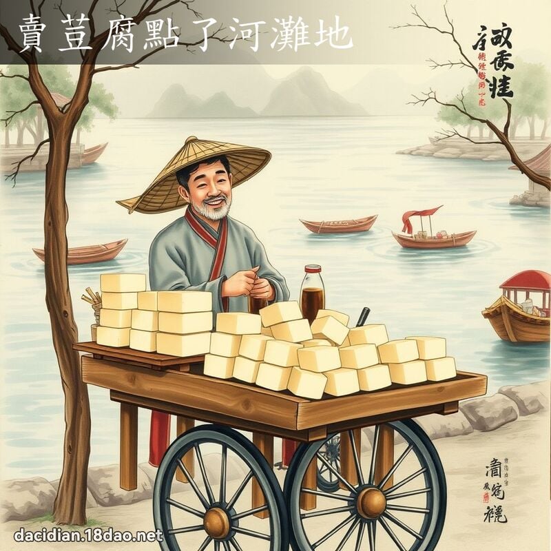 卖荳腐点了河滩地 - 国语大辞典配图