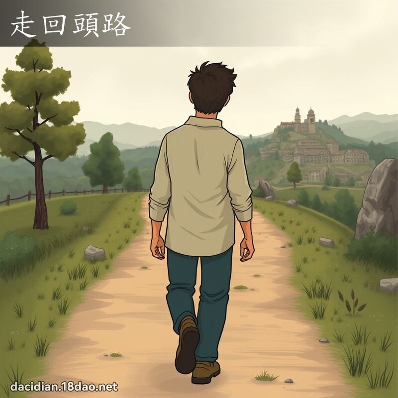 走回頭路 - 國語大辭典配圖