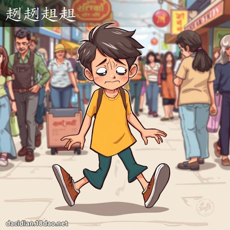 趔趔趄趄 - 国语大辞典配图