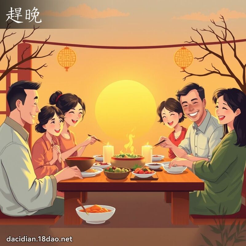 赶晚 - 国语大辞典配图