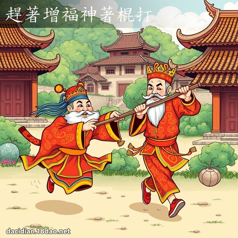 赶著增福神著棍打 - 国语大辞典配图