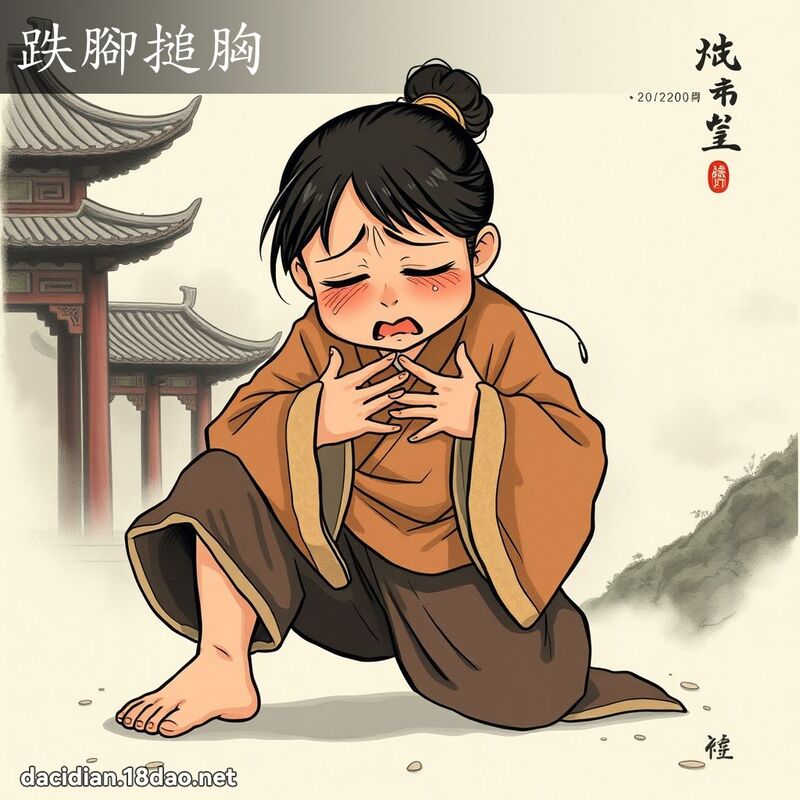 跌脚搥胸 - 国语大辞典配图