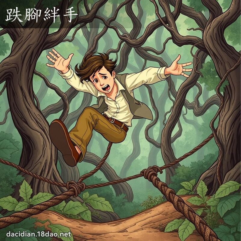 跌脚绊手 - 国语大辞典配图