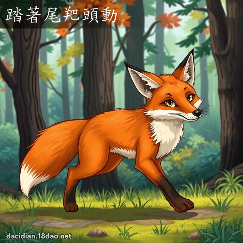踏著尾羓头动 - 国语大辞典配图