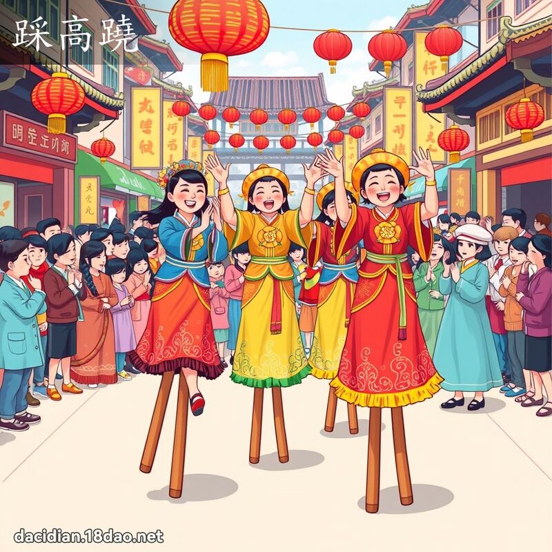 踩高蹺 - 国语大辞典配图