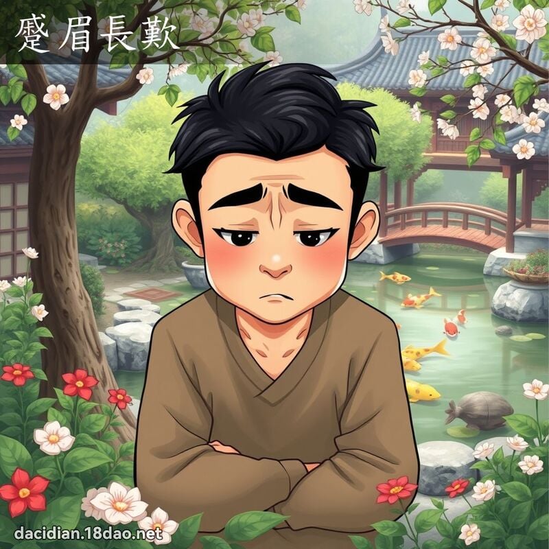 蹙眉長歎 - 國語大辭典配圖