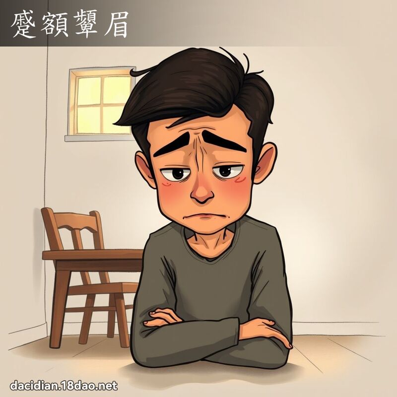 蹙額顰眉 - 國語大辭典配圖