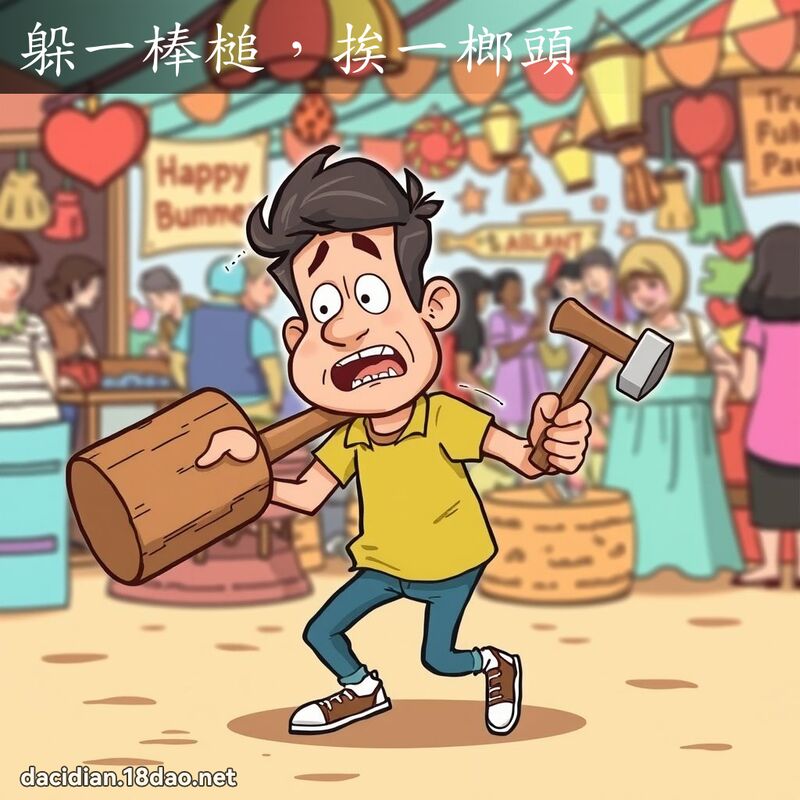 躲一棒槌，挨一榔頭 - 國語大辭典配圖