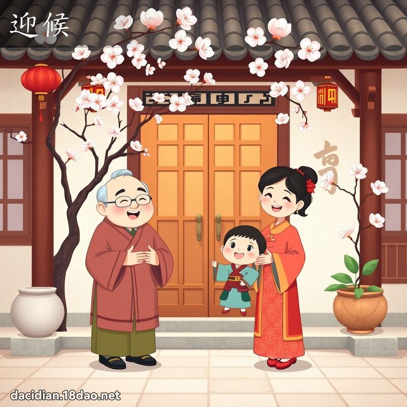 迎候 - 国语大辞典配图